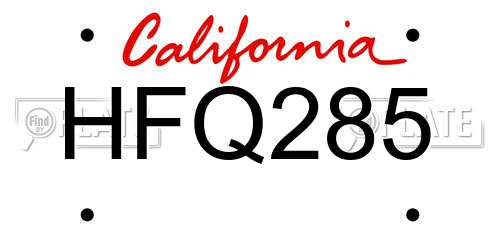 HFQ285 California License Plate