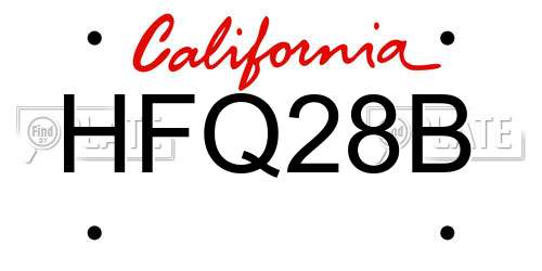 HFQ28B California License Plate