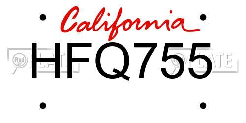 HFQ755 California License Plate