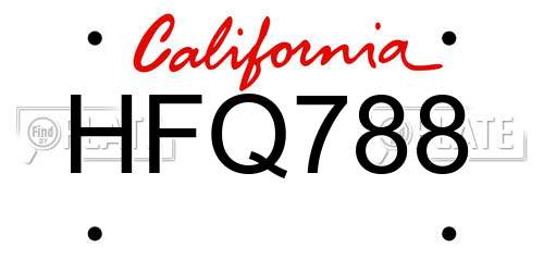 HFQ788 California License Plate