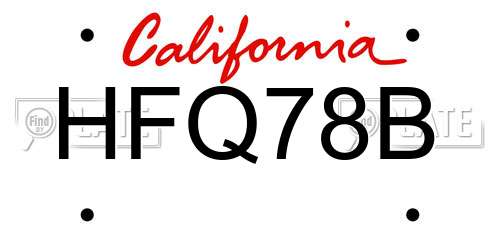 HFQ78B California License Plate