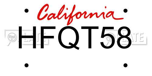 HFQT58 California License Plate