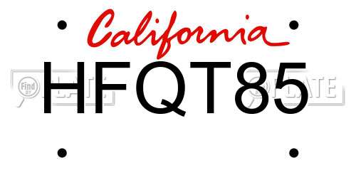 HFQT85 California License Plate