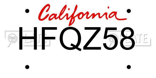 HFQZ58 California License Plate