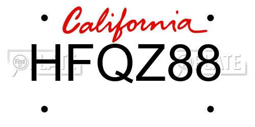 HFQZ88 California License Plate