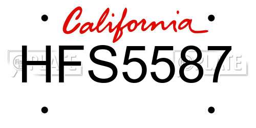 HFS5587 California License Plate
