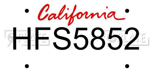 HFS5852 California License Plate