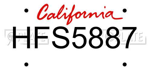HFS5887 California License Plate