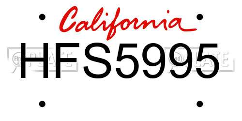 HFS5995 California License Plate