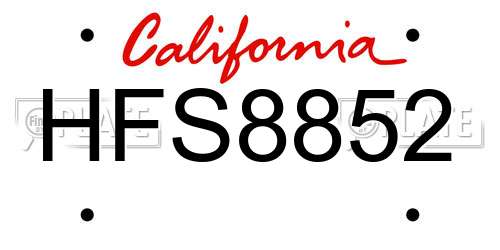 HFS8852 California License Plate