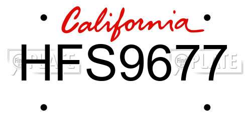HFS9677 California License Plate