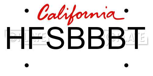 HFSBBBT California License Plate