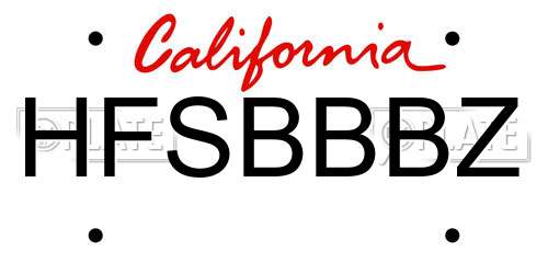 HFSBBBZ California License Plate