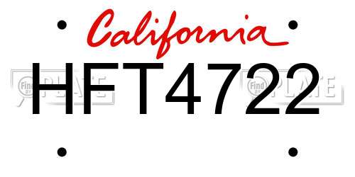 HFT4722 California License Plate