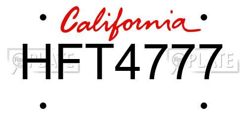 HFT4777 California License Plate