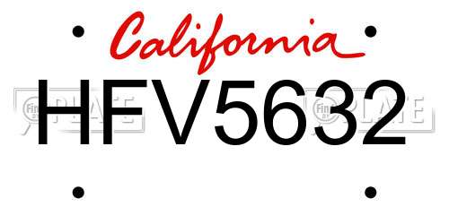 HFV5632 California License Plate
