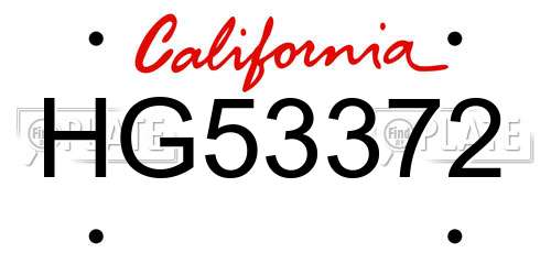 HG53372 California License Plate