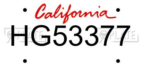 HG53377 California License Plate