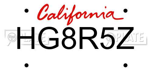 HG8R5Z California License Plate