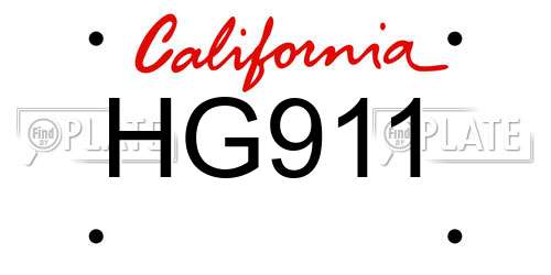HG911 California License Plate
