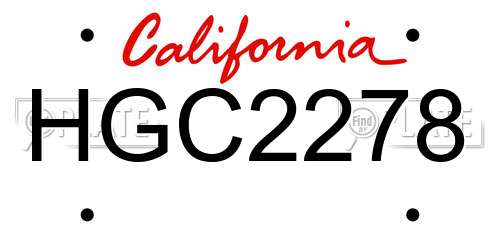 HGC2278 California License Plate