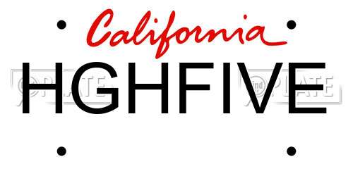 HGHFIVE California License Plate