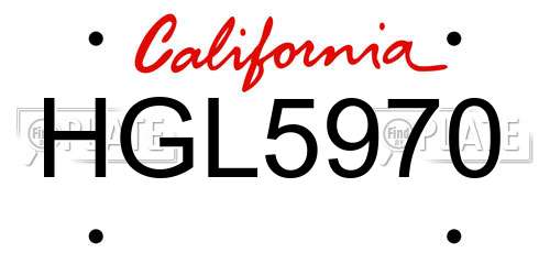 HGL5970 California License Plate