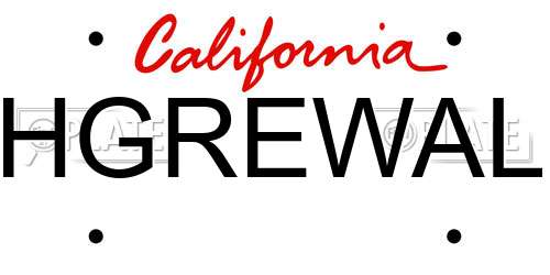 HGREWAL California License Plate