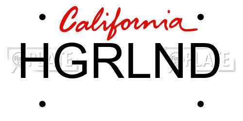 HGRLND California License Plate