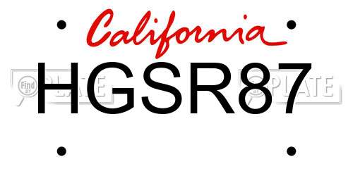 HGSR87 California License Plate