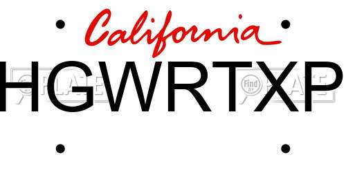 HGWRTXP California License Plate