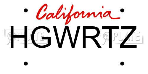 HGWRTZ California License Plate