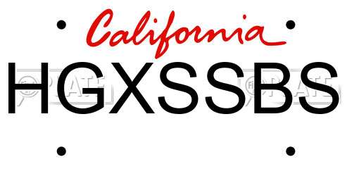 HGXSSBS California License Plate