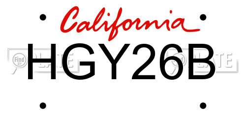 HGY26B California License Plate