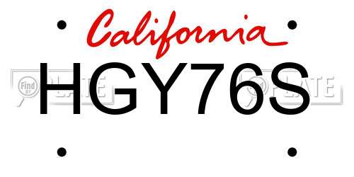 HGY76S California License Plate