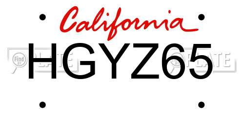 HGYZ65 California License Plate