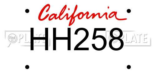 HH258 California License Plate