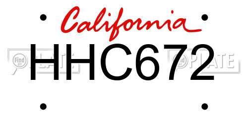 HHC672 California License Plate