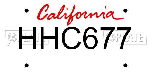 HHC677 California License Plate