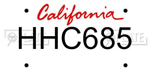 HHC685 California License Plate