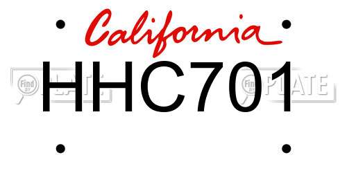 HHC701 California License Plate