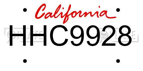 HHC9928 California License Plate