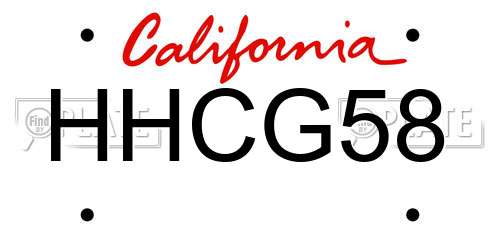 HHCG58 California License Plate