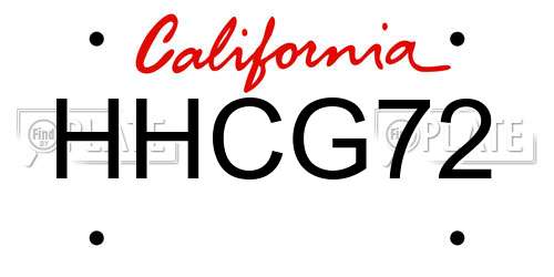 HHCG72 California License Plate