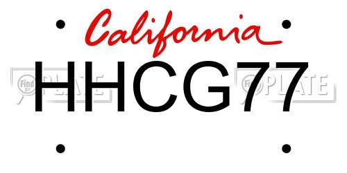 HHCG77 California License Plate