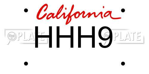 HHH9 California License Plate