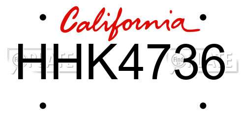 HHK4736 California License Plate