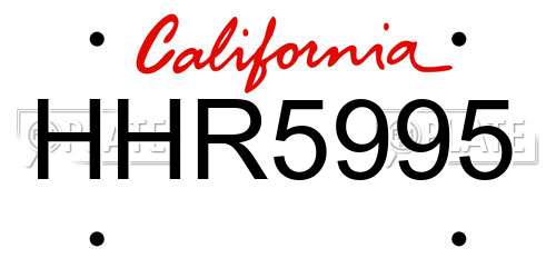 HHR5995 California License Plate