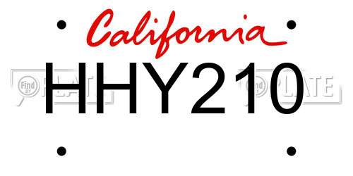 HHY210 California License Plate
