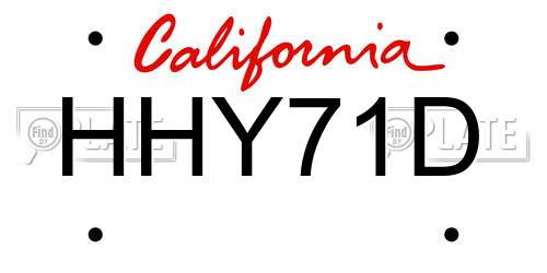 HHY71D California License Plate
